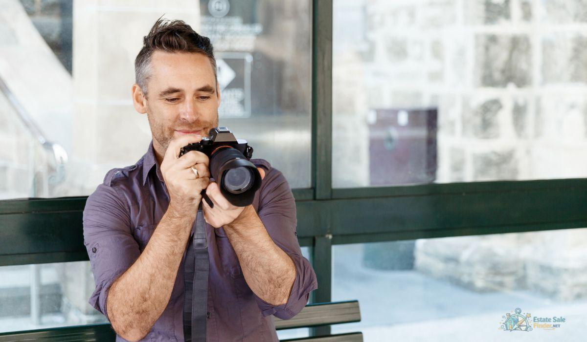 Estate sale professional photographing standout items for an online sale listing