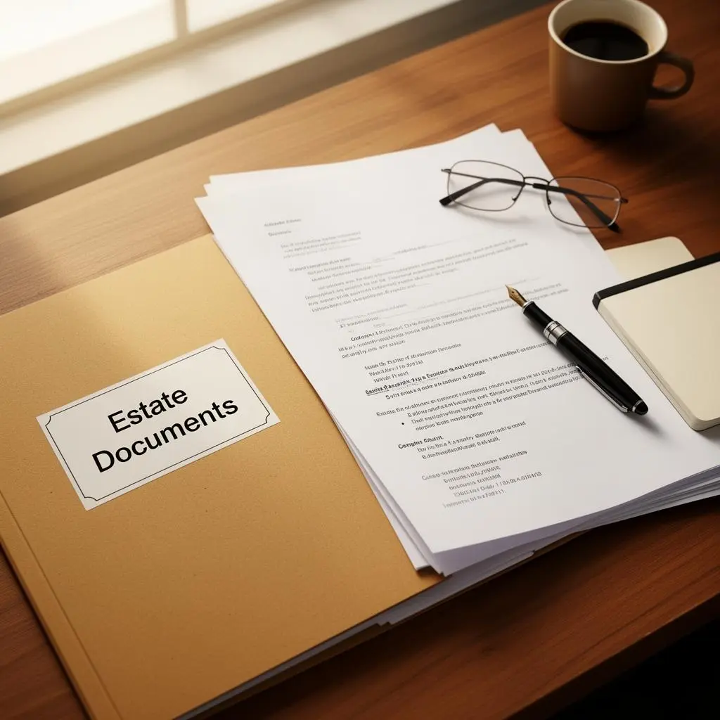 Estate planning attorney's hands reviewing a will