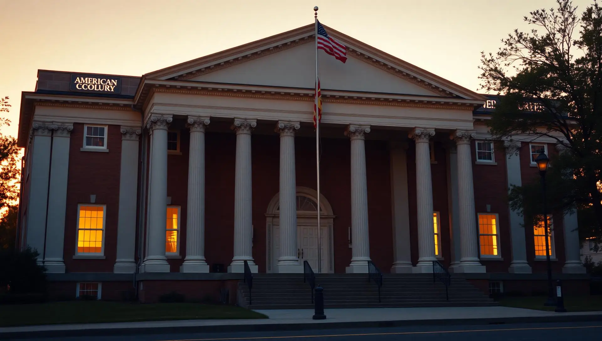 County courthouse at sunset
