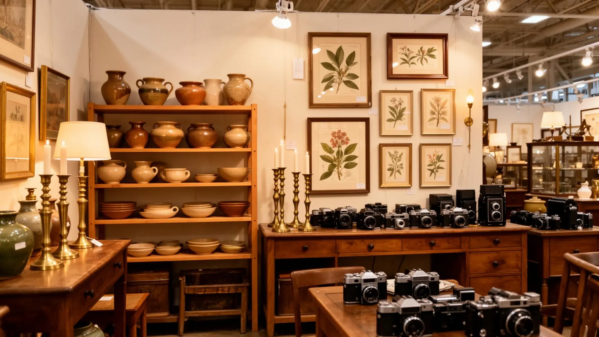 Inside an antique mall — booth with vintage finds