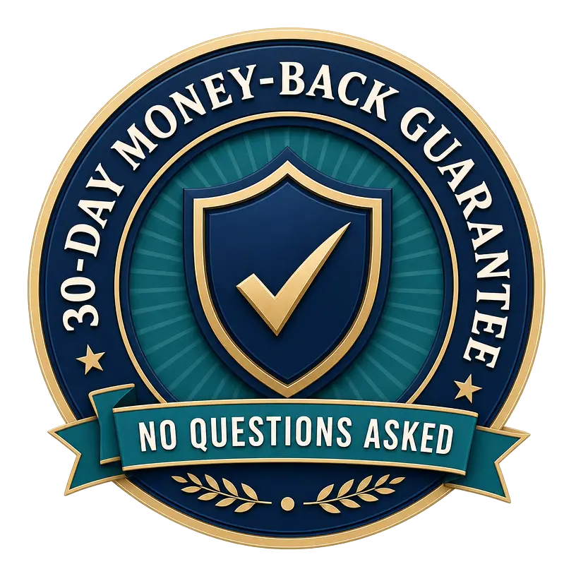 30-day money-back guarantee, no questions asked
