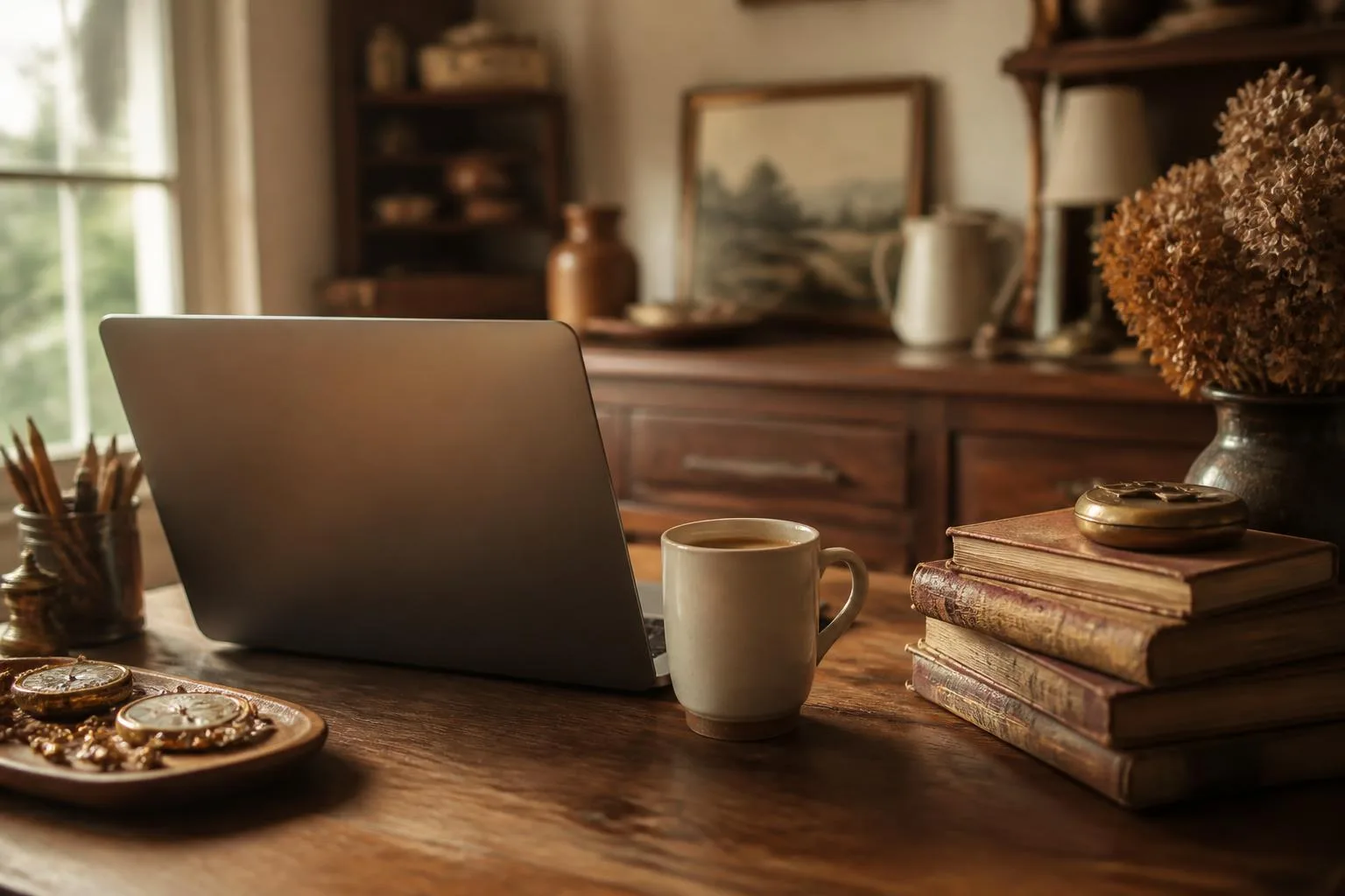 The dream: manage your whole operation with a laptop and a cup of coffee — and let the assistant do the busywork.