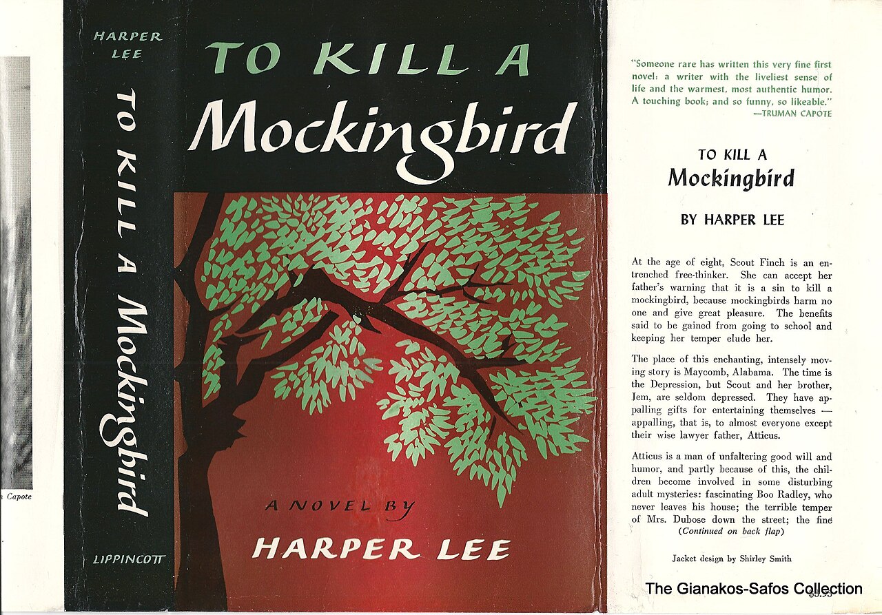 Dust wrapper of a first edition of Harper Lee's To Kill a Mockingbird, J.B. Lippincott, 1960